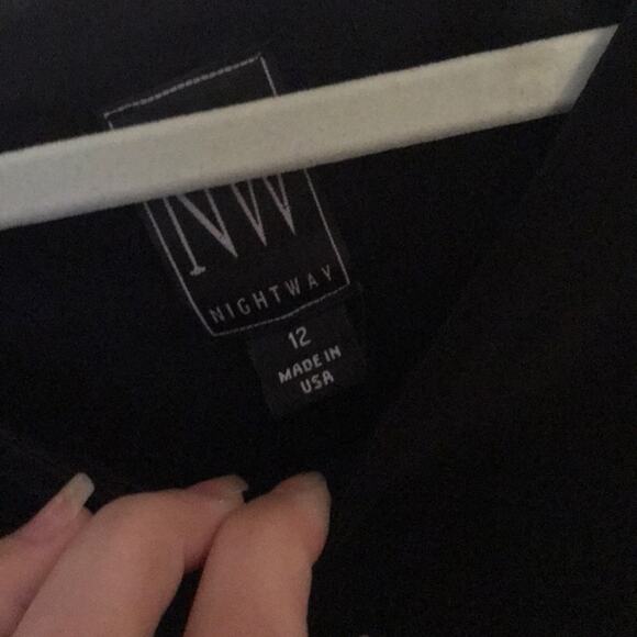 Nightway black sequin evening dress ruffled Large VINTAGE - Picture 10 of 13